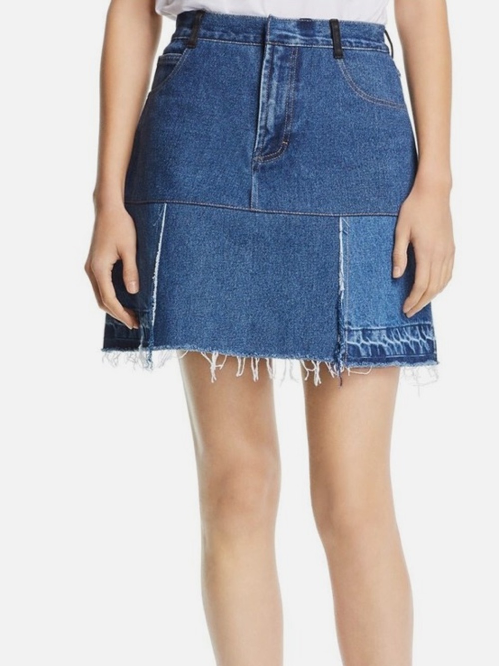 Ksenia Schnaider A Line Patchwork Denim Mini Skirt